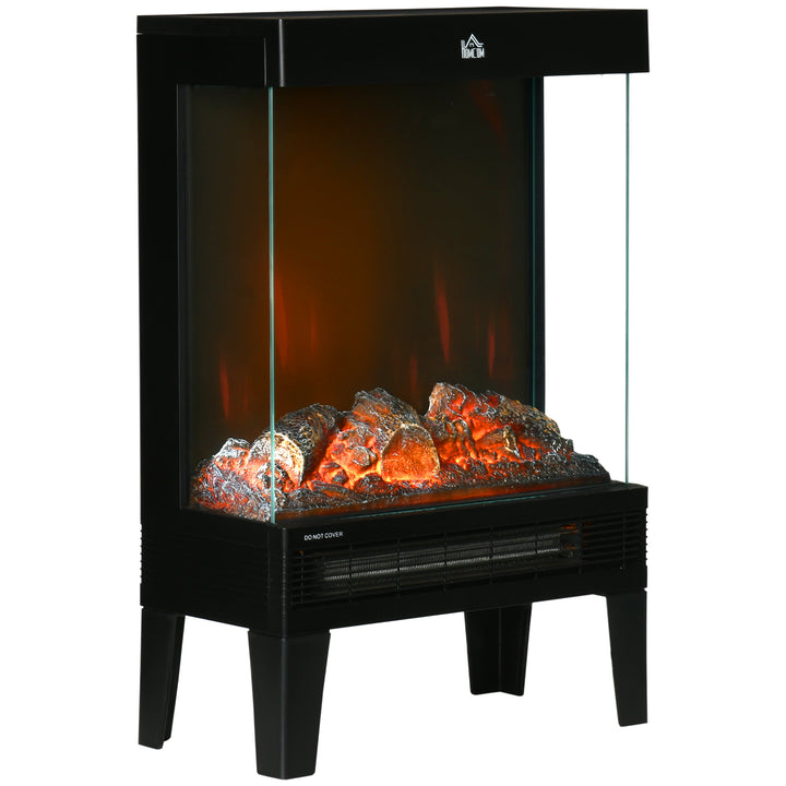 Lareira Elétrica 1000W/2000W Lareira Elétrica com Chama LED Realista Ajustável Termostato e Proteção Contra Superaquecimento para Área de até 15-20 m² 40,5x20x62cm Preto