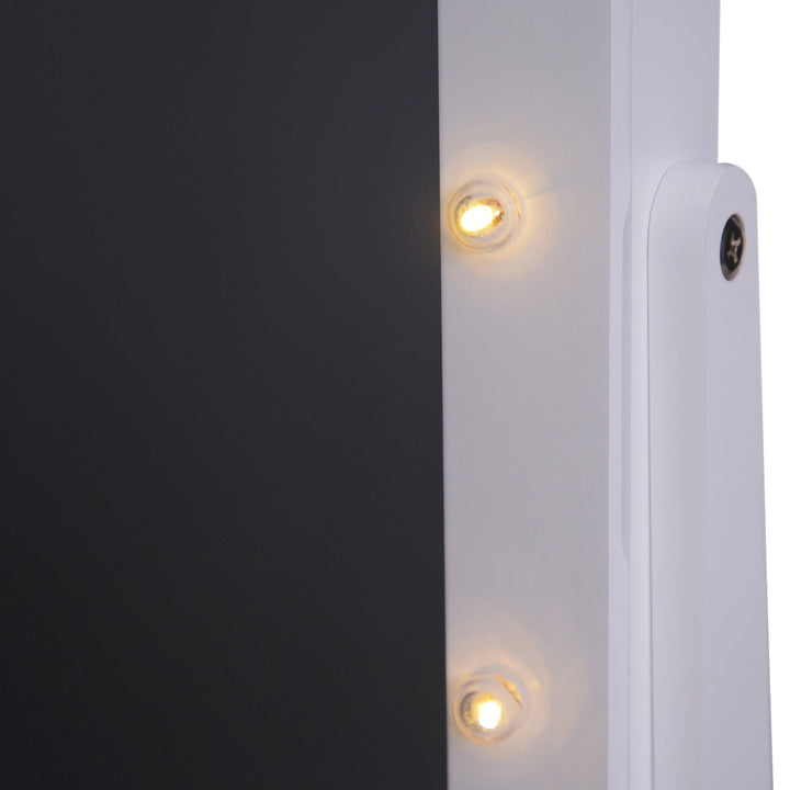 Guarda-Joias de Pé, com Espelho, Armário para Joias 16 Luzes LED Reclinável 36x30x136cm Branco