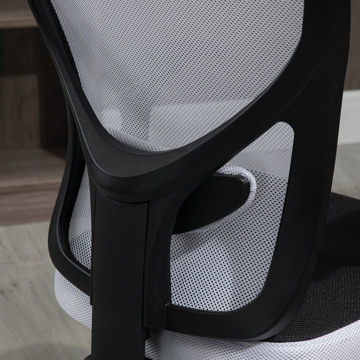 Cadeira de Escritório Ergonômica Cadeira de Escritório Giratória com Altura Ajustável Função Reclinável Apoio para a Cabeça e Suporte Lombar 65x67x108-118cm Branco