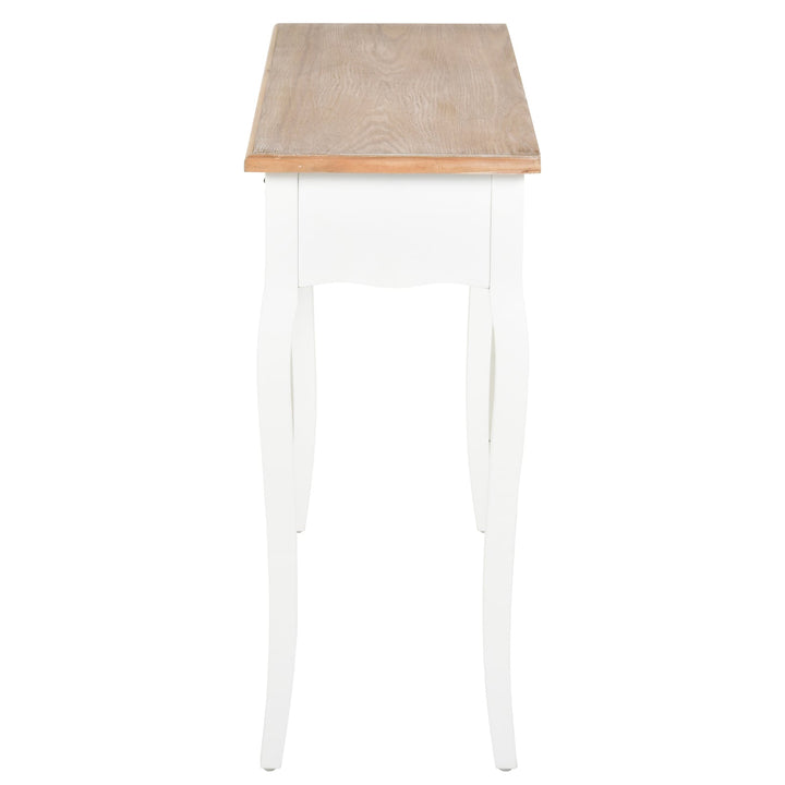 Mesa consola tipo aparador para corredor com desenho retrô com 2 gavetas Pinho 87x34x78,5 cm Branco