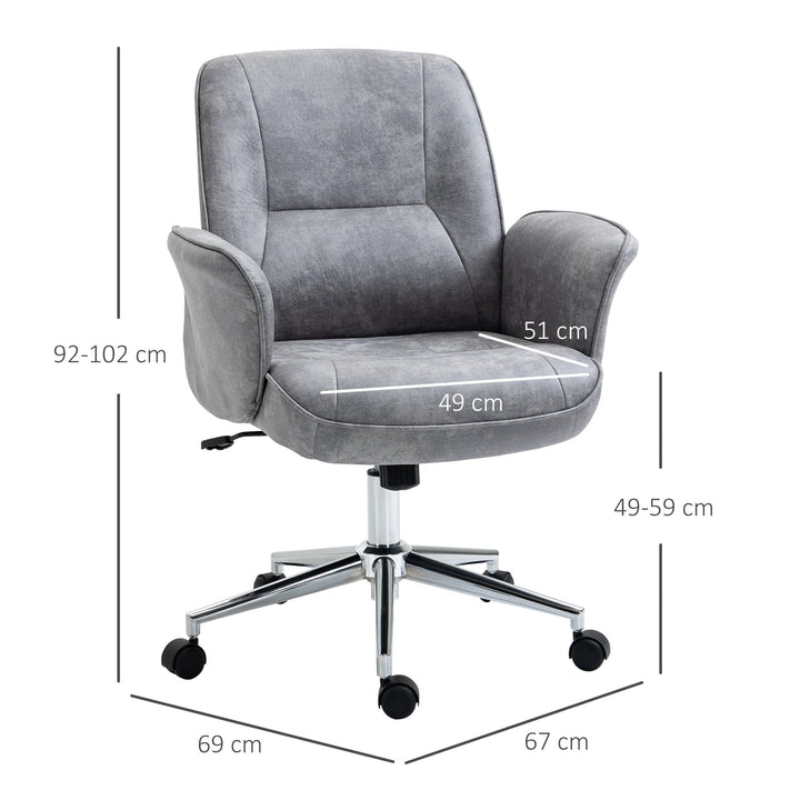 Cadeira de Escritório Ergonômica Giratória com Altura Ajustável Apoio para os Braços e Encosto Acolchoado 67x69x92-102cm Cinza