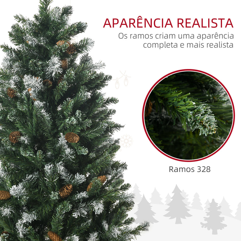 Árvore de Natal Artificial Altura 120 cm Árvore de Natal Nevada com 328 Ramos e Suporte Metálico Decoração de Natal para Interior Verde