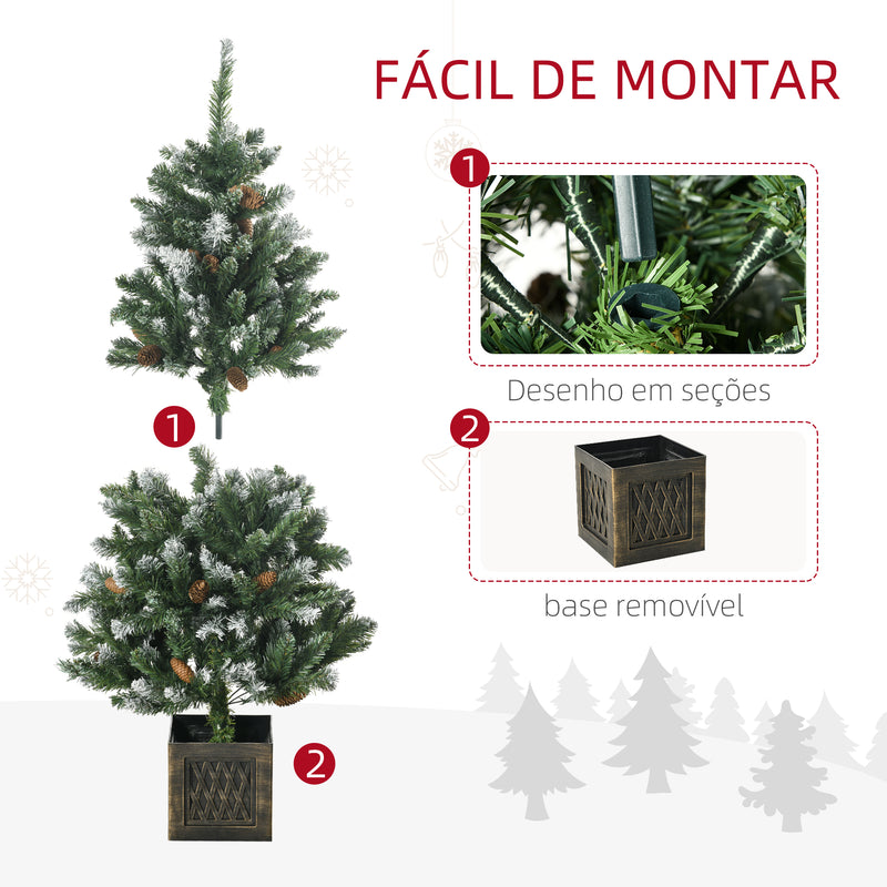 Árvore de Natal Artificial Altura 120 cm Árvore de Natal Nevada com 328 Ramos e Suporte Metálico Decoração de Natal para Interior Verde