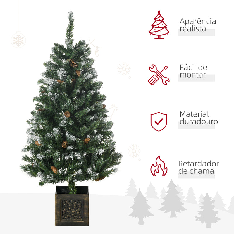 Árvore de Natal Artificial Altura 120 cm Árvore de Natal Nevada com 328 Ramos e Suporte Metálico Decoração de Natal para Interior Verde