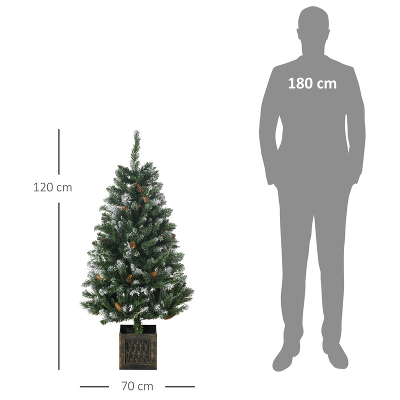 Árvore de Natal Artificial Altura 120 cm Árvore de Natal Nevada com 328 Ramos e Suporte Metálico Decoração de Natal para Interior Verde