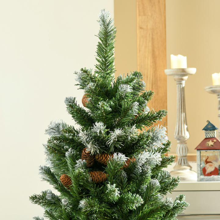 Árvore de Natal Artificial Altura 120 cm Árvore de Natal Nevada com 328 Ramos e Suporte Metálico Decoração de Natal para Interior Verde