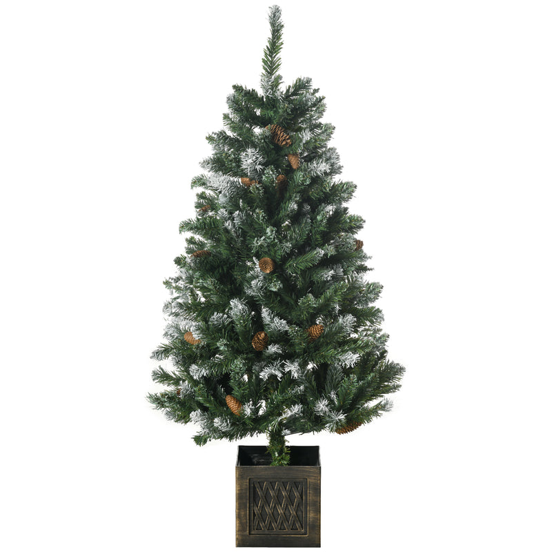 Árvore de Natal Artificial Altura 120 cm Árvore de Natal Nevada com 328 Ramos e Suporte Metálico Decoração de Natal para Interior Verde