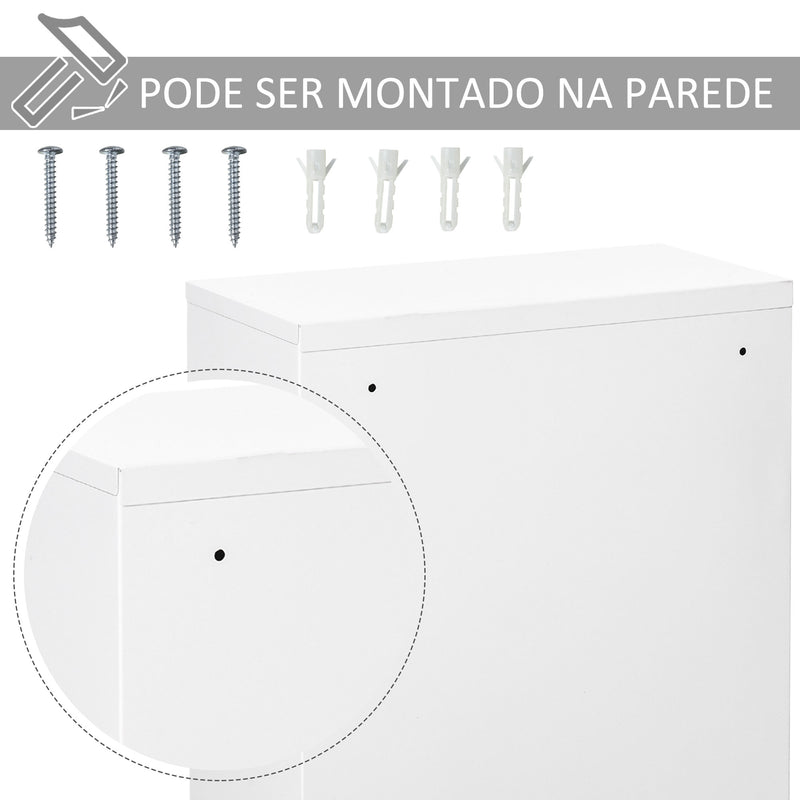 Armário Farmácia de Parede de Armário para Medicamentos de Metal com 3 Prateleiras de Armazenamento e Fechadura com 2 Chaves para Casa de Banho Cozinha 40x18x60cm Branco