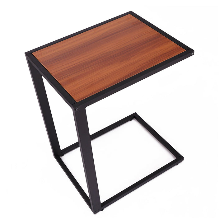 Mesa Lateral para sofá em estrutura de metal em forma de C para sala de estar e quarto 40,6x50,8x63,5 cm Cor de Noz