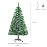 Árvore de Natal Artificial 150cm com 416 Ramos e Suporte de Metal Árvore de Natal para Decoração de Interior Sala de Estar Festas Ø75x150 cm Verde