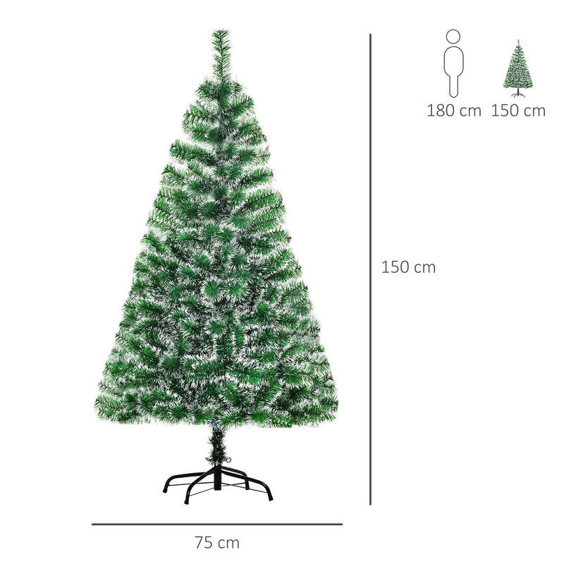 Árvore de Natal Artificial 150cm com 416 Ramos e Suporte de Metal Árvore de Natal para Decoração de Interior Sala de Estar Festas Ø75x150 cm Verde