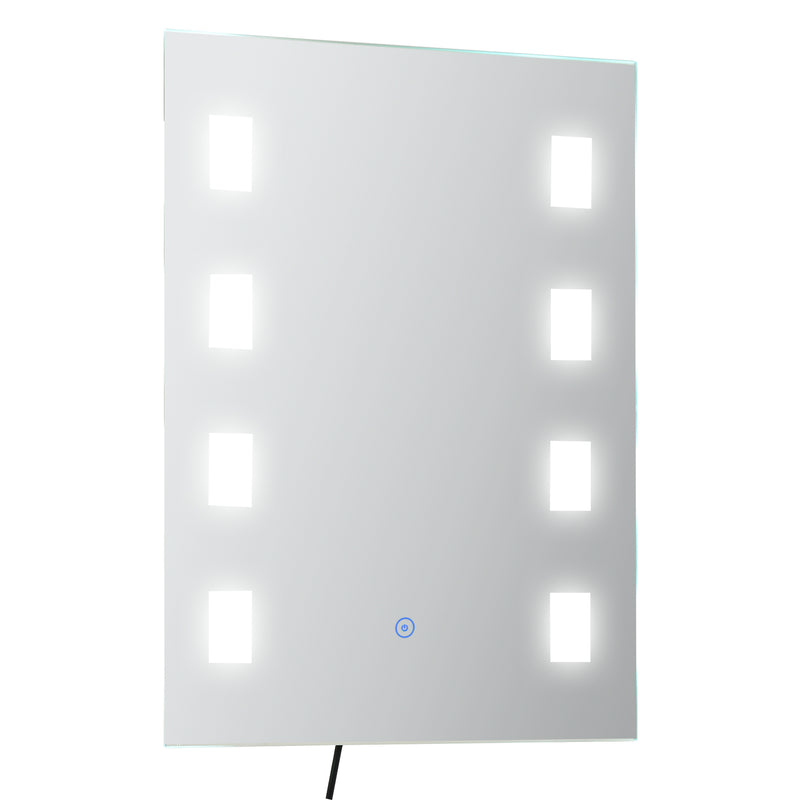 Espelho Casa de Banho com Luz LED 14,5W 70x50 cm Espelho para Casa de Banho com Função Antiembaciamento Interruptor Tátil e Luzes Branco Frio Prata