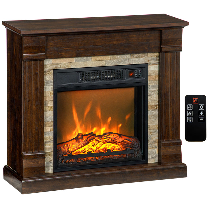 Lareira Elétrica 1800W Lareira com Efeito de Chama Realista Controlo Remoto Temporizador e Proteção Contra Superaquecimento para Ambientes de 30 m² 80x21,6x67,8 cm Marrom