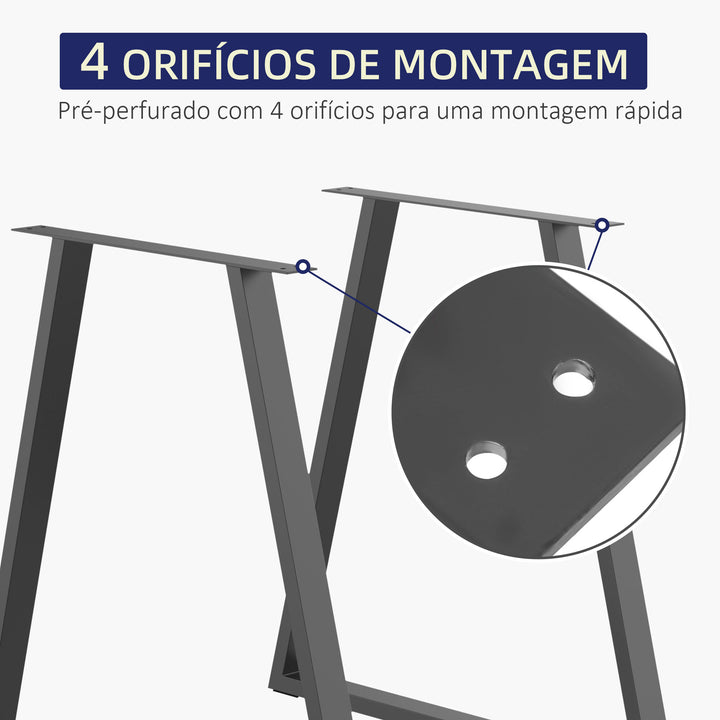 Conjunto de 2 Pés para Mesa 72x6x72cm Pés para Móveis de Aço para Suporte com Base Protetoras e Parafusos Preto