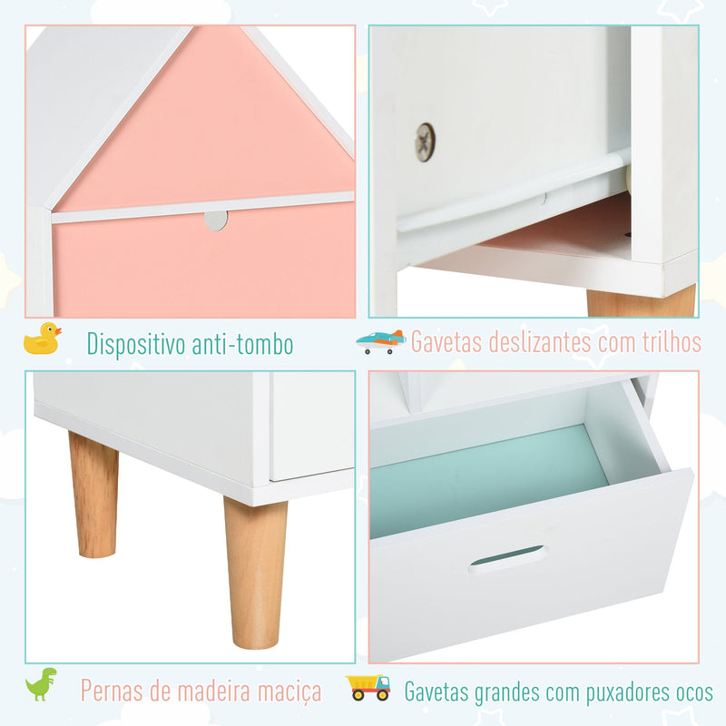 Estante Infantil de madeira com 4 prateleiras 1 gaveta compacta 50x30x142 cm Branco