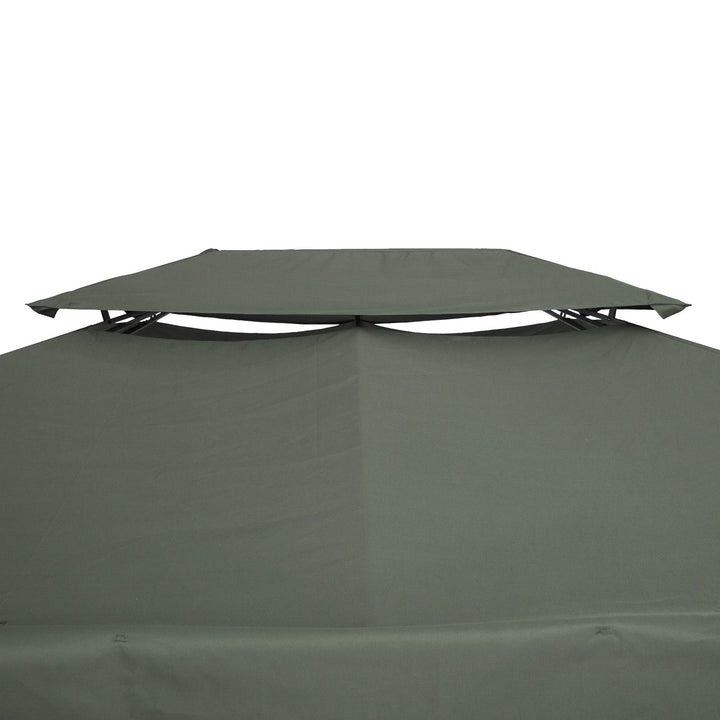 Cobertura de Substituição 4x3m para Pérgola de Jardim 2 Níveis Respirável com 10 Orifícios de Drenagem Cobertura de Substituição de Pérgola Exterior Cinza