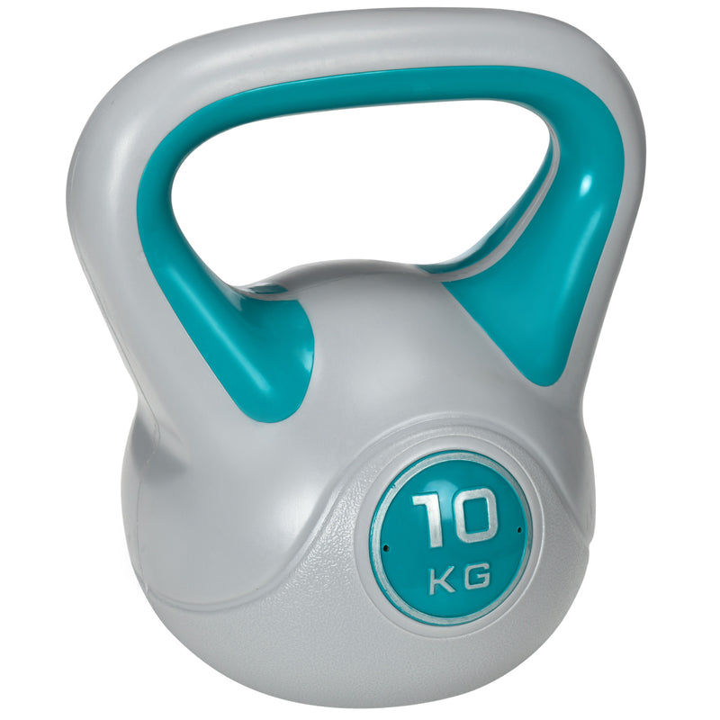 Kettlebell 10kg Peso Russo com Revestimento de PU e Enchimento de Areia para Treinamento em Casa Ginásio 22x16x26cm Azul e Cinza