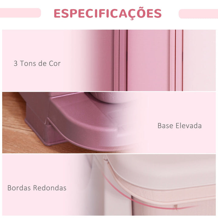 organizador de brinquedos Infantil para crianças acima de 3 anos com 3 Gavetas e Alças amplo espaço de armazenamento para Brinquedos Roupas Livros 37x37x56,5 cm Rosa