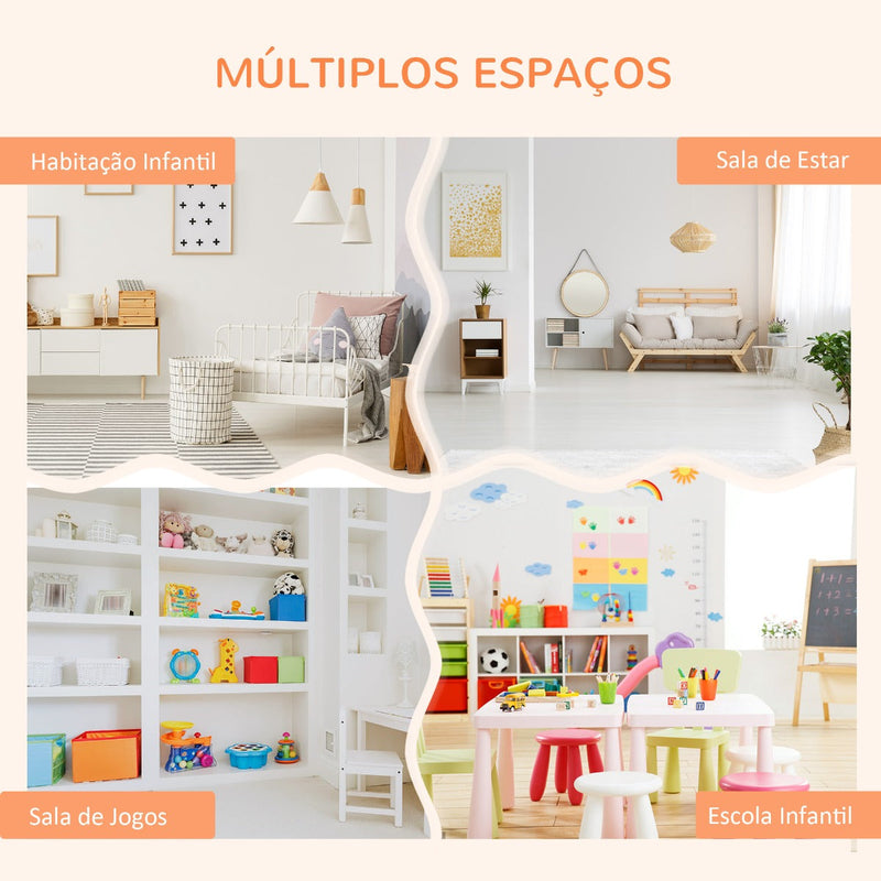 Estante Infantil de Brinquedos com Armário Prateleiras 4 Caixas e 3 Cestas Organizadoras de Armazenamento para Habitação de Crianças Sala de Jogos 128x34x155cm Laranja