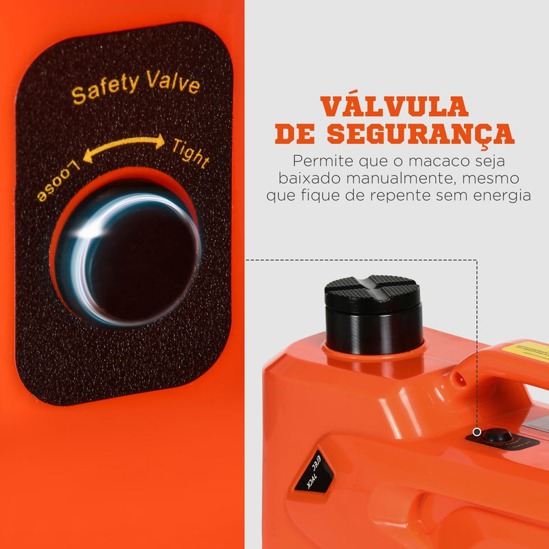 Kit de Macaco Elétrico para Carro 12V Macaco Elétrico para até 5 Toneladas de 15,5x45cm com Reparação para Pneus Luz LED e Inflador para Carro SUV Sedan 36x33x16cm Laranja