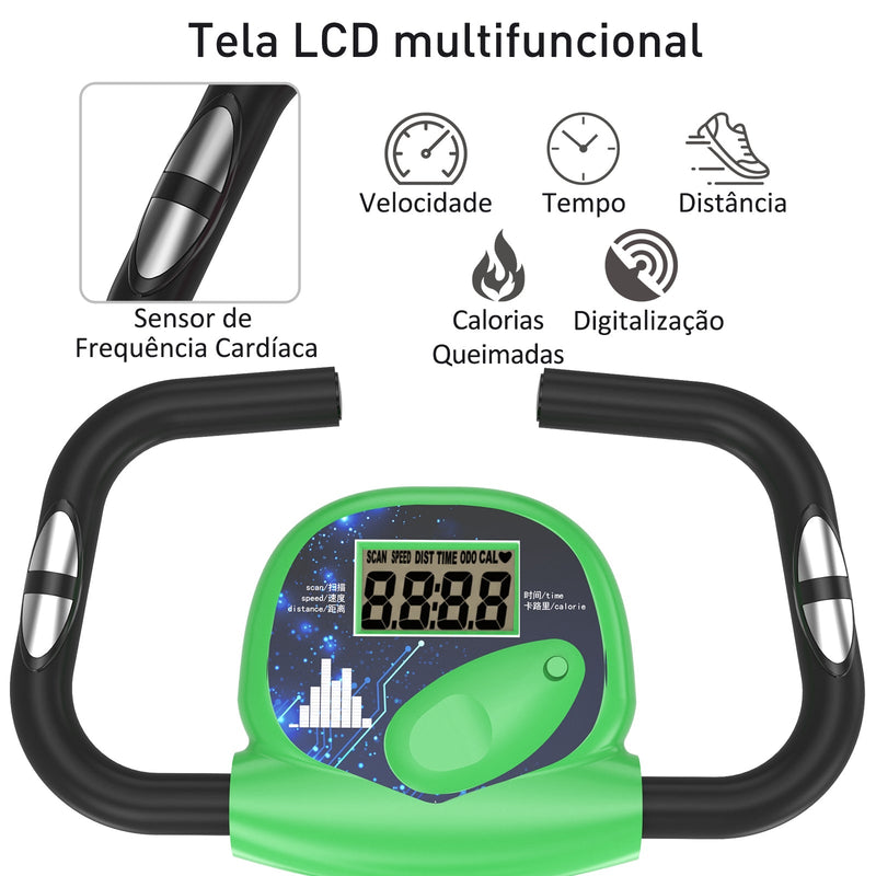 Bicicleta estática para exercícios profissionais Altura ajustável 43x97x109 cm Verde