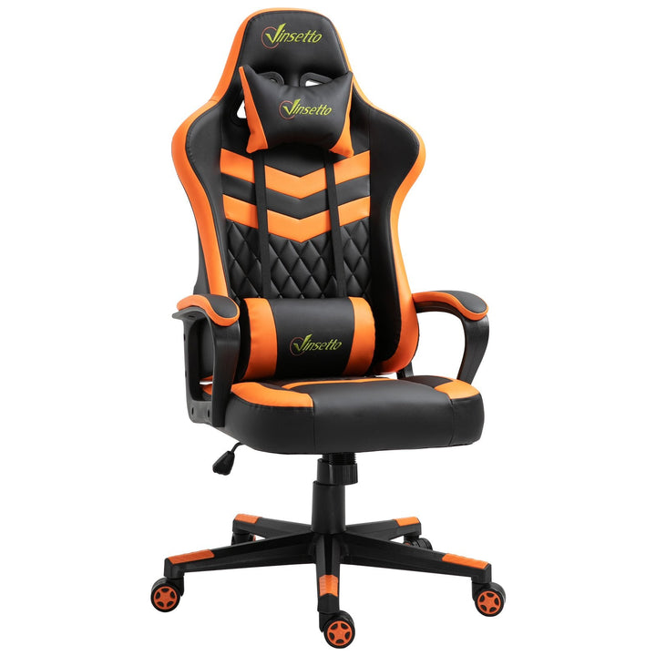 Cadeira gaming para escritório Ergonômico Altura ajustável basculante com apoio de cabeça e almofada lombar 61x70x121-129 cm laranja