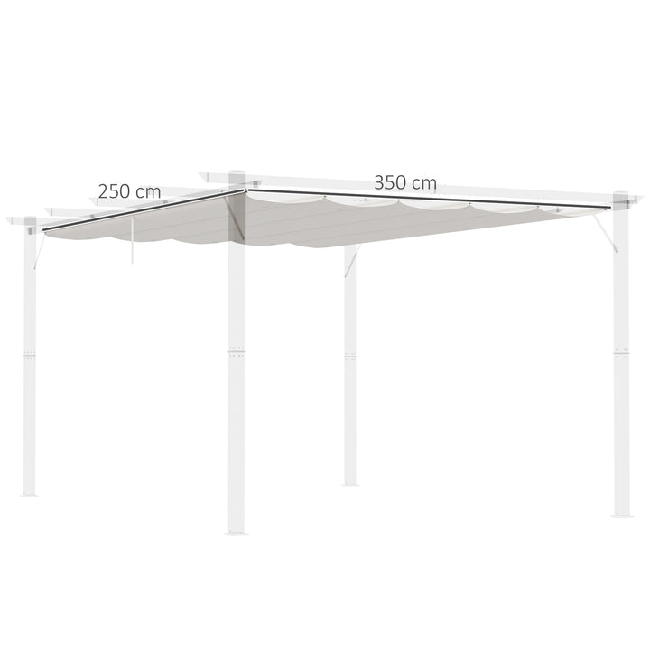 Cobertura para Pérgola 3,5x2,5 m Teto de Substituição Retrátil para Pérgola com 10 Orifícios de Drenagem Creme