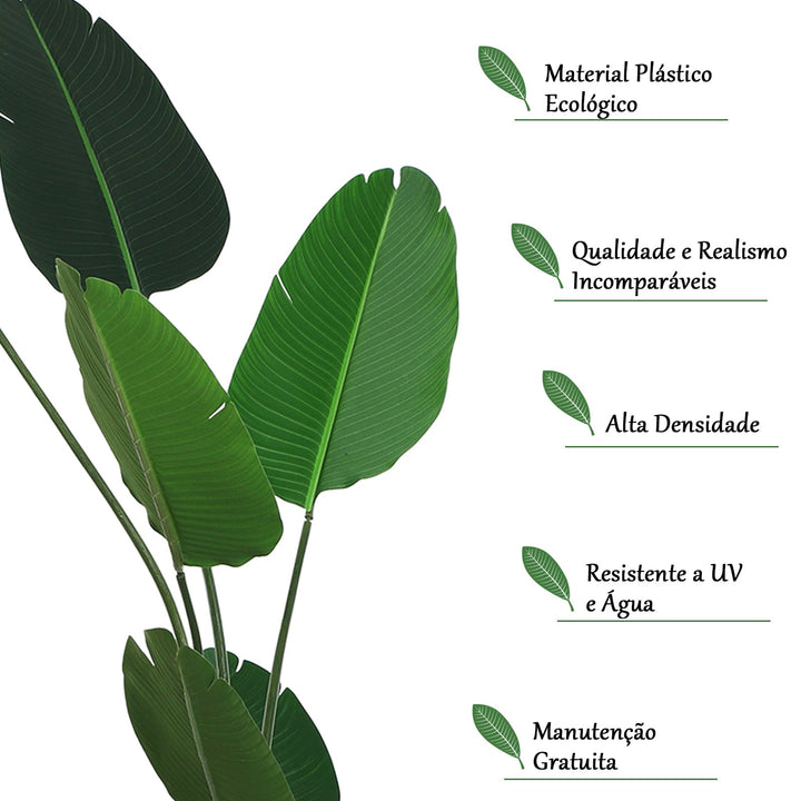 Planta Artificial com grandes folhas de palmeira Árvore realista com pote 10 folhas ?18x180cm