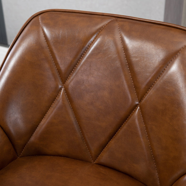 Conjunto de 2 Bancos Altos de Cozinha Bancos de Bar Estofados em PU com Encosto Alto Pés de Aço e Apoio para os Pés para Sala de Jantar Carga 120kg 50x47,5x102,5cm Marrom