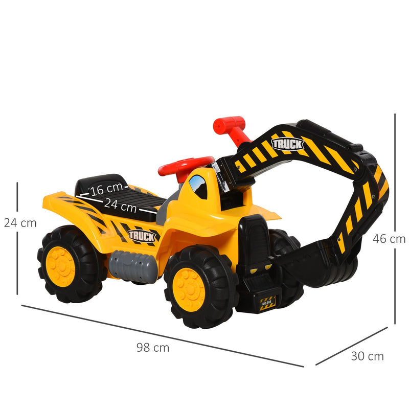 Brinquedo da Escavadeira 4 em 1 para crianças acima de 3 Anos com pá caixa escondido aro 98x30x46cm