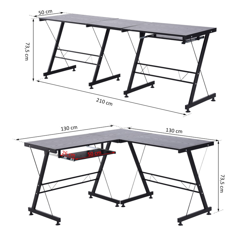 Mesa de computador PC Mesa de escritório 2 tipos Formulário de mesa de canto L Aço de quadro de mesa reta