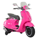 Mota elétrica Vespa para crianças acima de 3 anos com Faróis Música e 2 Rodas Auxiliares 108x49x75 cm Rosa