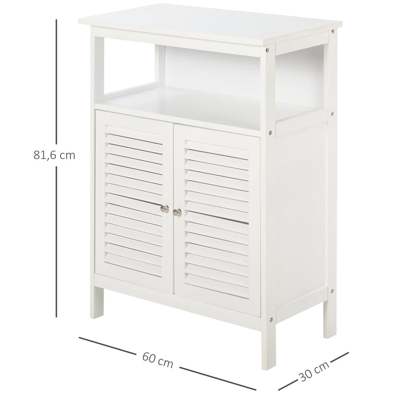 Armário de banheiro auxiliar com 2 portas Prateleiras 60x30x81,6 cm Branco