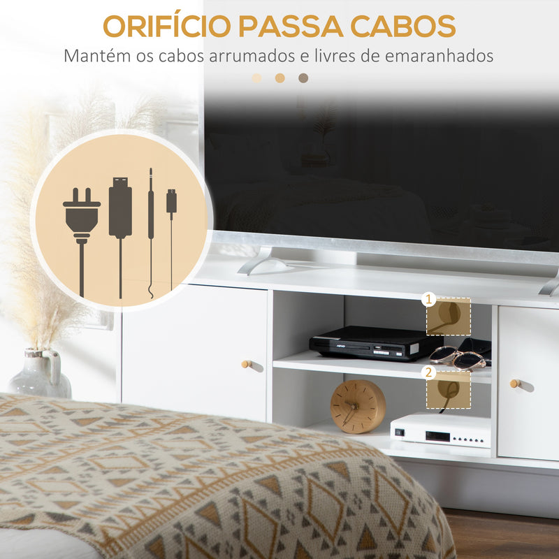 Móvel de TV de Sala de Estar Móvel para Televisores de até 55 Polegadas com 2 Portas 2 Prateleiras de Armazenamento para Escritório Dormitório 120x34x50cm Branco