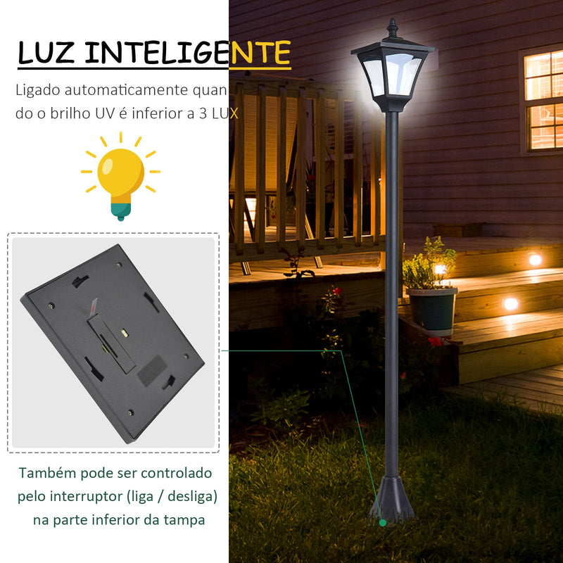 Farol de jardim clássica IP44 com luzes solares inteligentes LED 15x15x120 cm preto