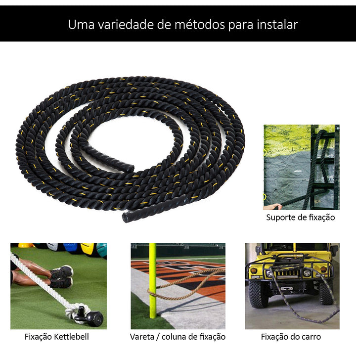 Corda de Batalha Battle Rope Exercício Formação Fitness Crossfit ?38mm Comprimento 9m Poliéster Ultra-Resistente