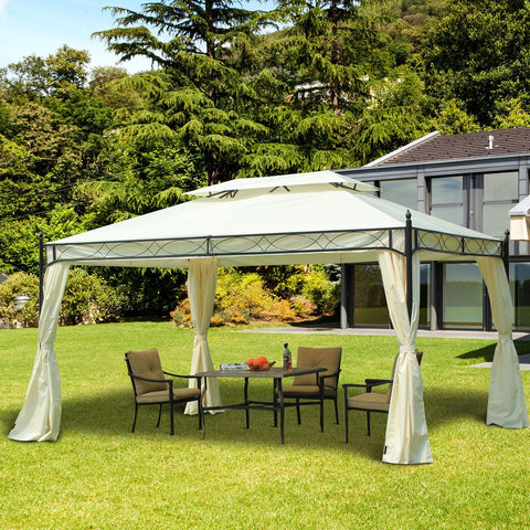 Pérgola para Jardim ou Terraço 3x4m Cor Branco Aço e Poliéster