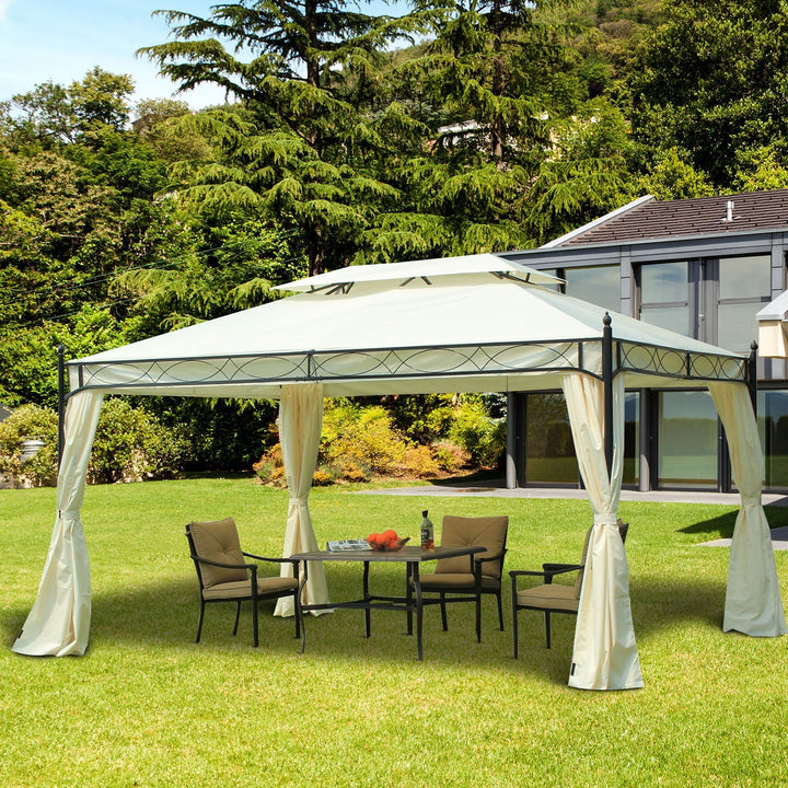 Pérgola para Jardim ou Terraço 3x4m Cor Branco Aço e Poliéster