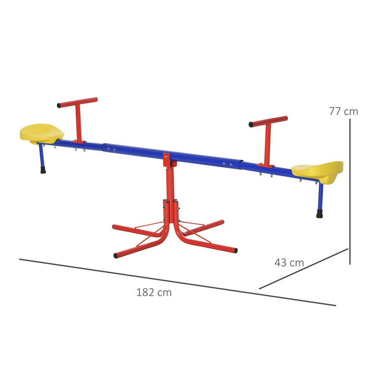 Balanço giratória 360º para crianças acima de 3 anos com base de 4 hastes, postes de parada e alças de fácil aderência Jardim Pátio 182x77x43 cm Multicolor