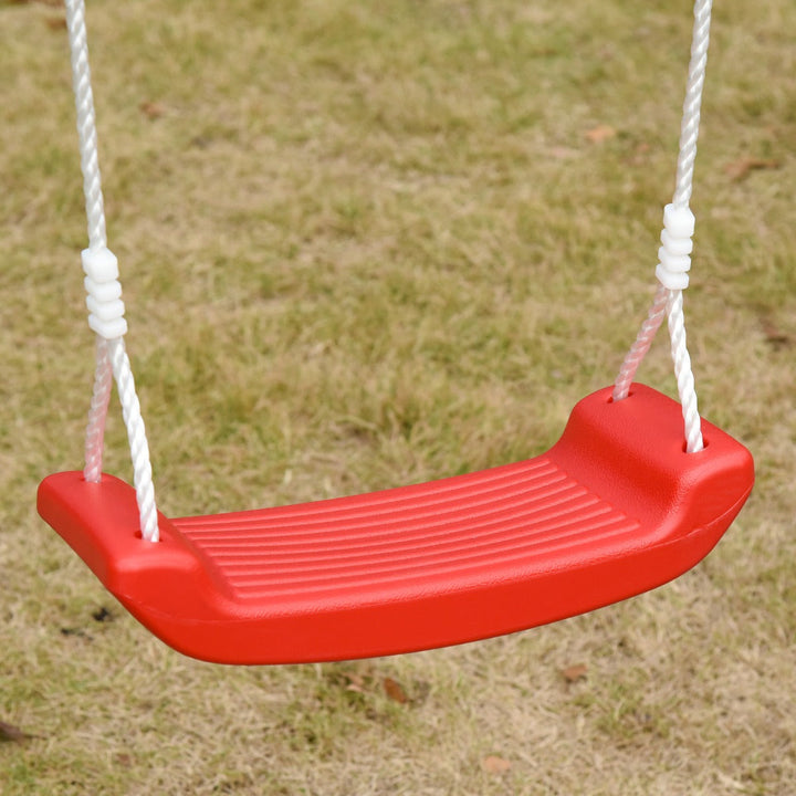 Baloiço duplo para crianças acima de 3 anos com suporte de metal coml Corda ajustável Máx. 40kg 220x160x180cm Verde Vermelho