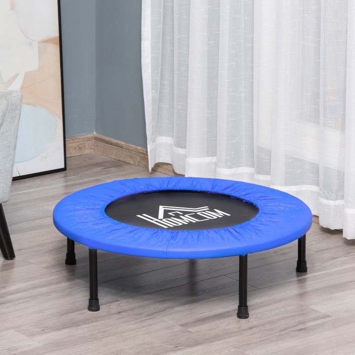 HOCOM Trampolim Fitness Ø81cm Trampolim de Aço com Borda Protetora e 28 Molas para Exercícios em Interior E Exterior Carga 100kg 81x81x22,5cm Preto e Azul
