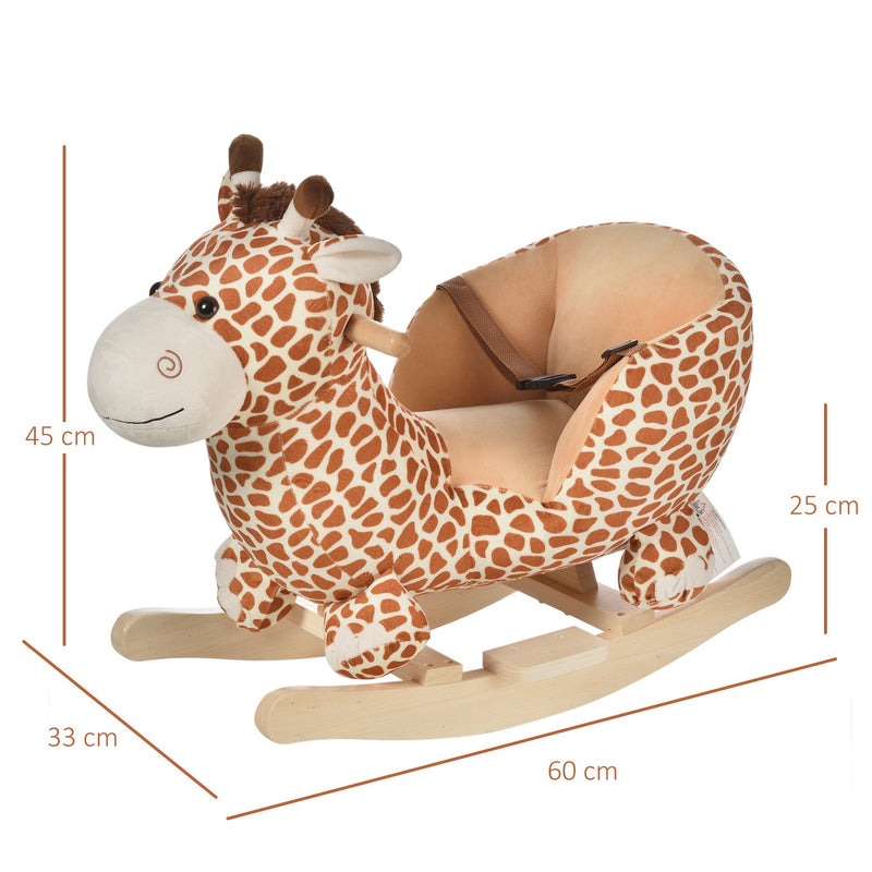 Cavalo de balanço desenho girafa para bebê acima de 18 meses 60x33x45cm