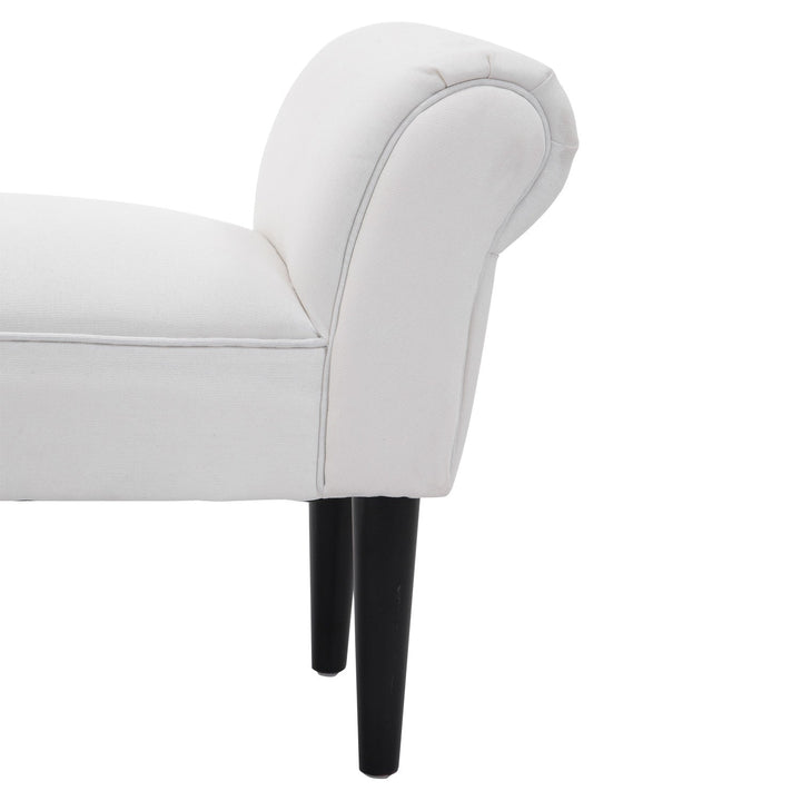 Banco para Pé de Cama Banco estofado com braços Banco de madeira para quarto sala de estar 102x31x51cm Carga 130kg Branco