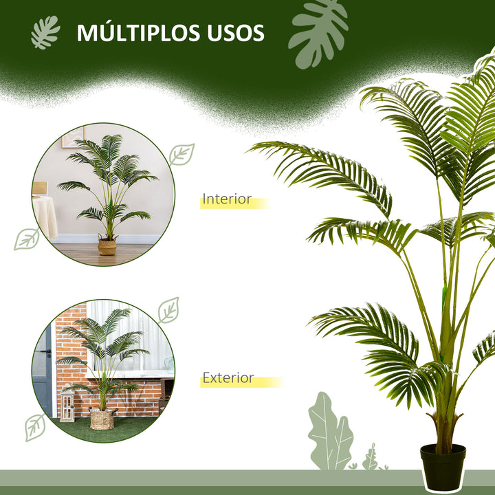 Palmeira Areca Artificial 170cm Planta Artificial com 11 Folhas Realistas e Vaso de Plástico Decoração para Interior e Exterior para Sala de Estar Escritório Ø15x170 cm Verde