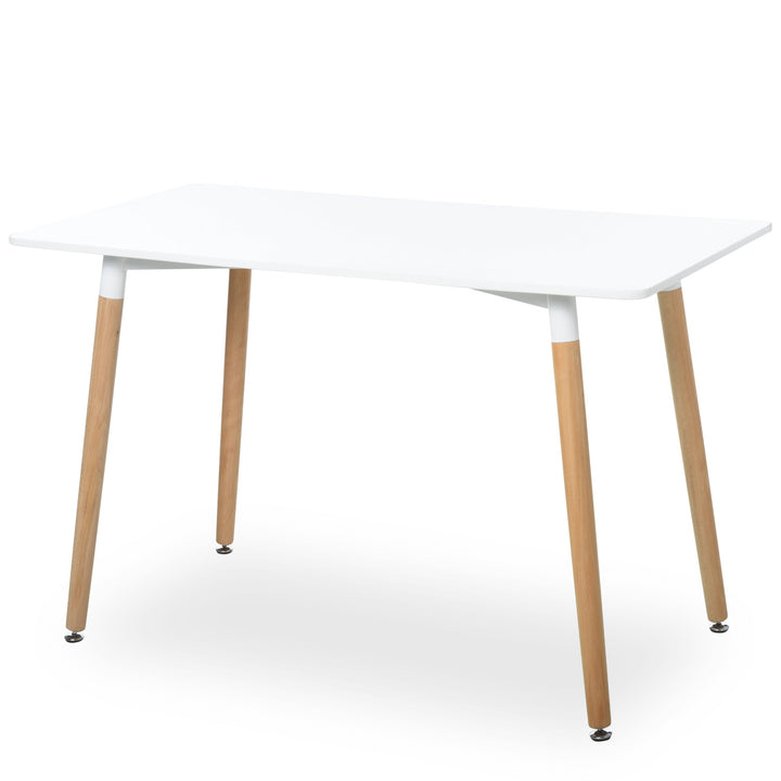 Mesa de jantar estilo nórdico com pernas de madeira 120x60x75 cm branco