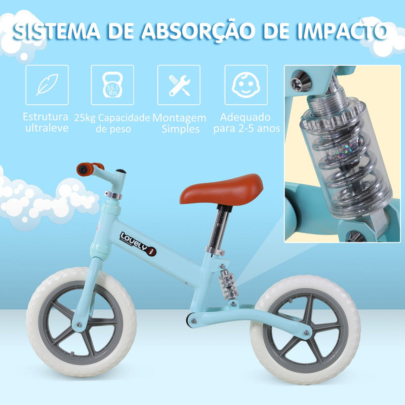 Bicicleta Sem Pedais Para Crianças Acima de 2 Anos Bicicleta de Treino Equilíbrio 85x36x54 cm Azul