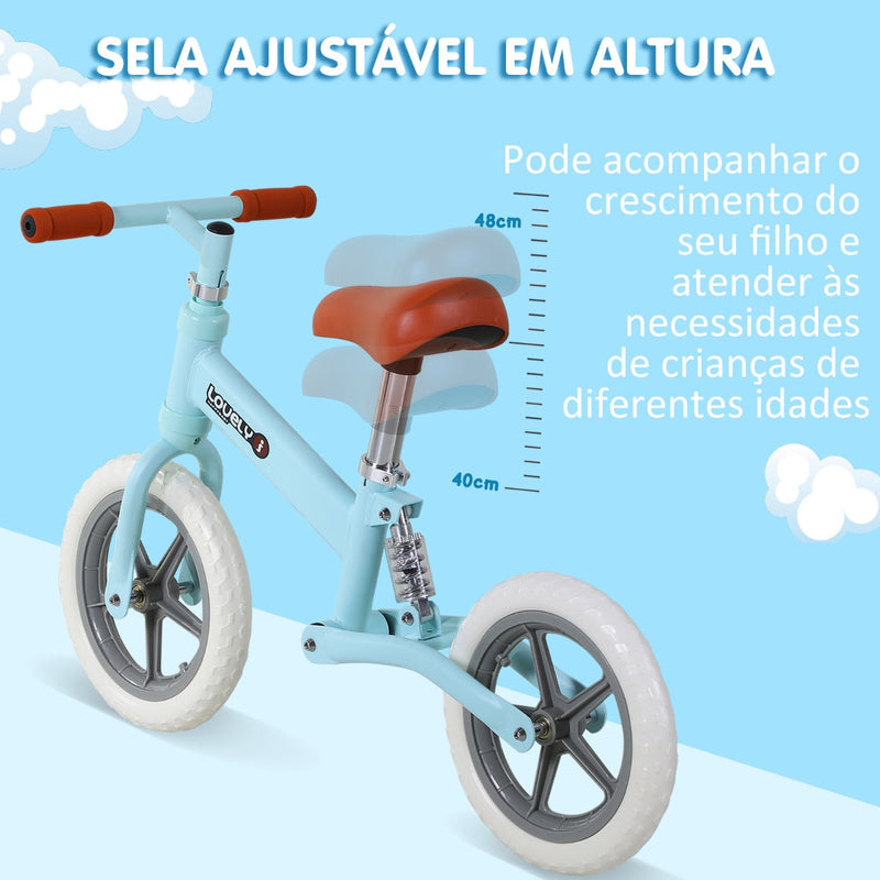 Bicicleta Sem Pedais Para Crianças Acima de 2 Anos Bicicleta de Treino Equilíbrio 85x36x54 cm Azul