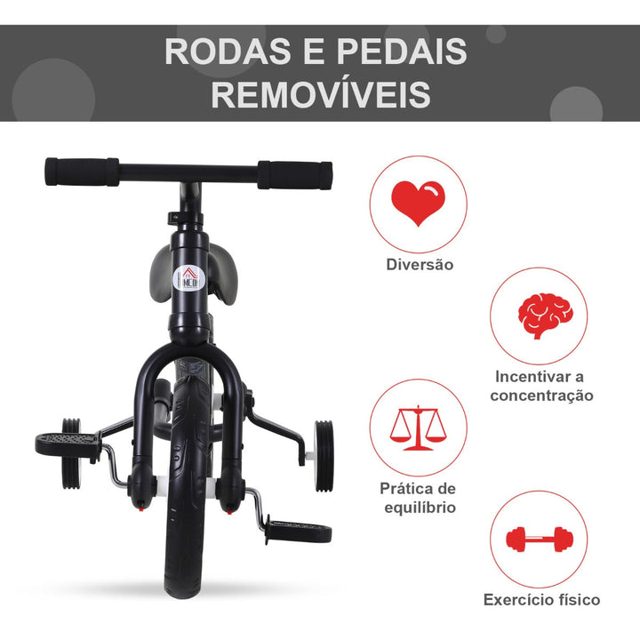 Bicicleta Balance com pedais e rodas removíveis Cor preta carga 25kg