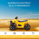 Quadriciclo Elétrico para Crianças acima de 18 Meses Bateria 6V Faróis Buzina Velocidade -3km/h Avanço e Recuo 65x40x43cm Amarelo