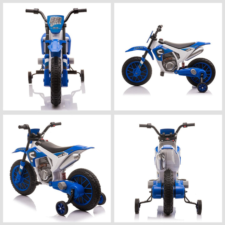 Mota Elétrica para Crianças acima de 3 Anos 12V Mota de Brinquedo Infantil com 2 Rodas de Equilíbrio Velocidade Máx. 8km/h Arranque Suave 106,5x51,5x68cm Azul